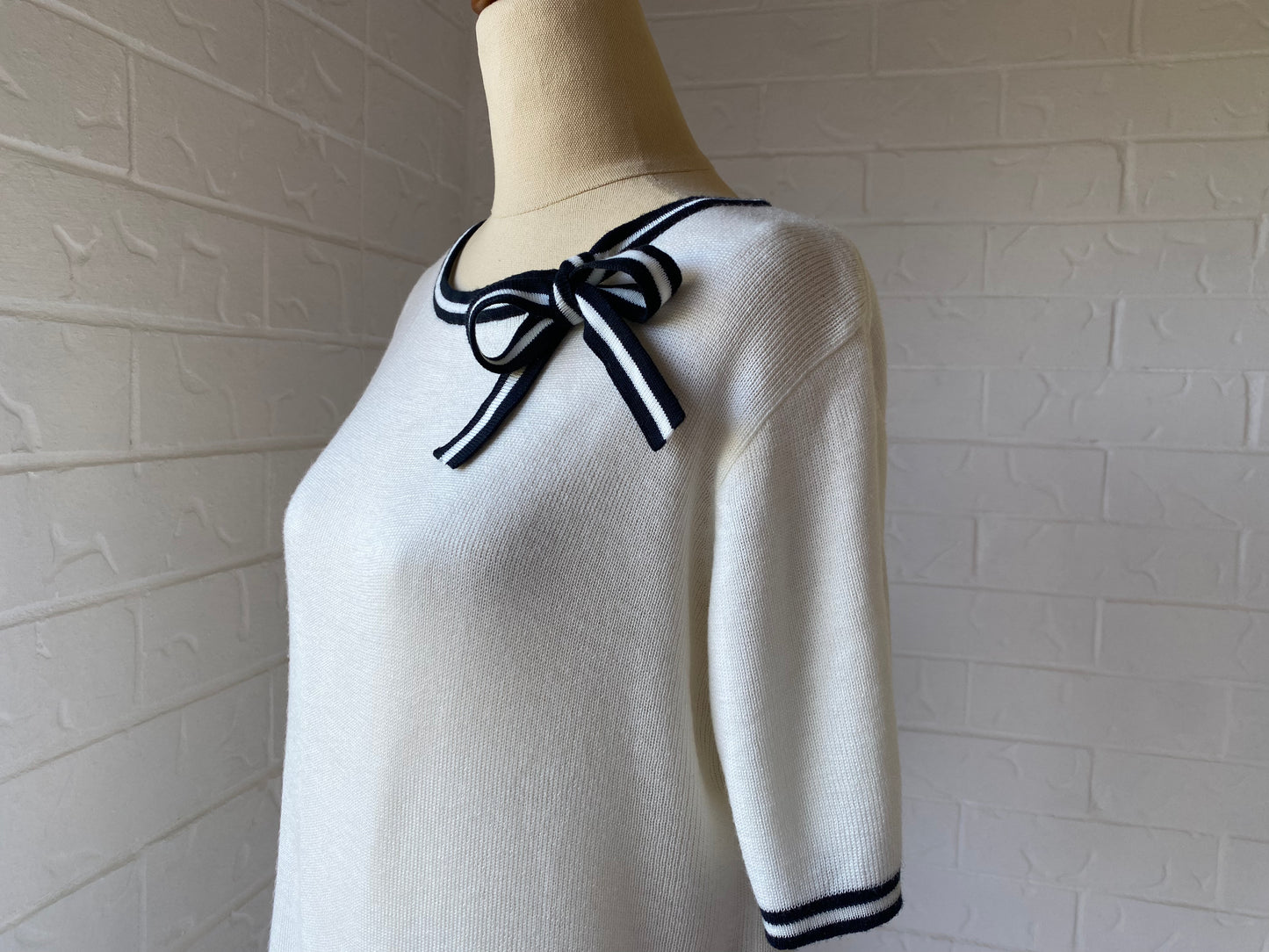 Vintage Stripe Bow Knit Top