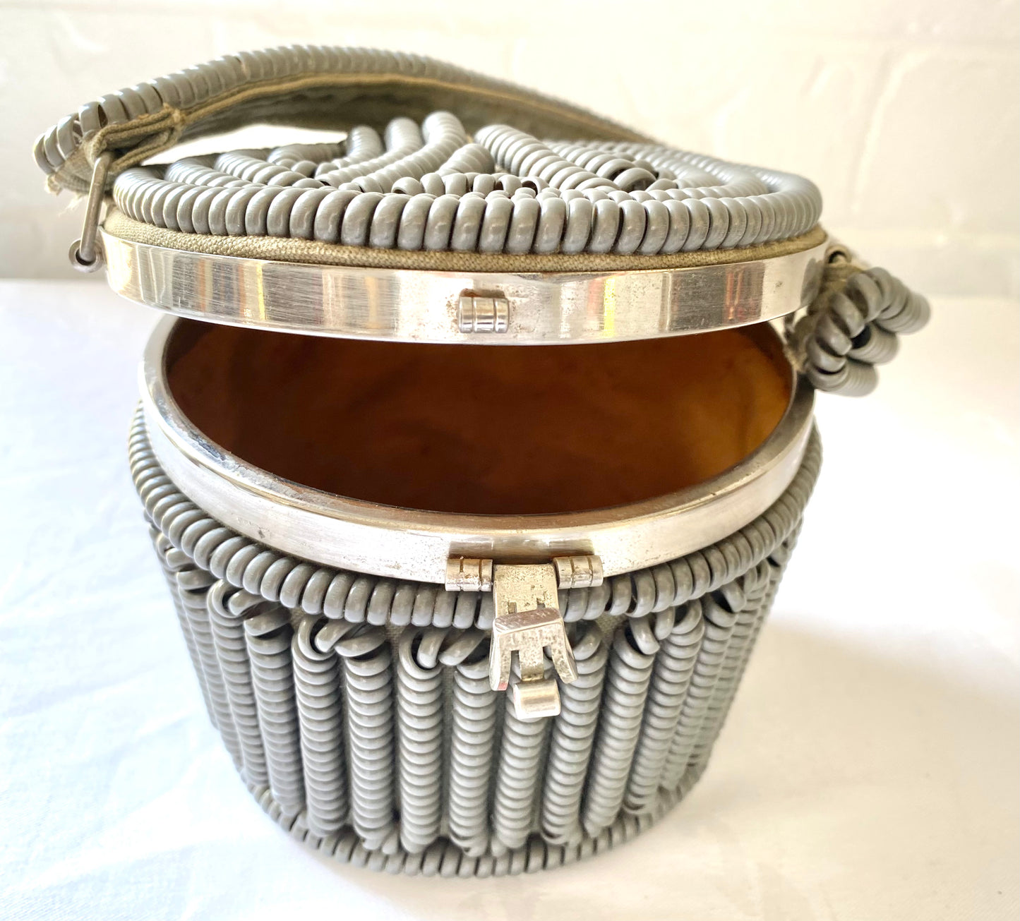 1940's Grey Round Coil Handbag