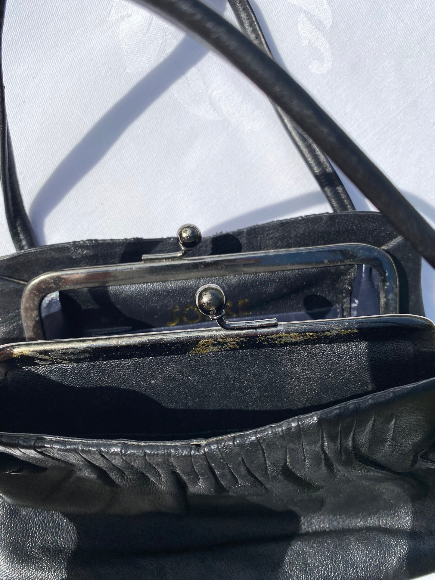 1960's Black Leather Handbag