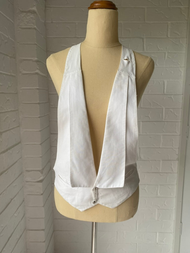 1920's Formal Cotton Pique Backless Waistcoat