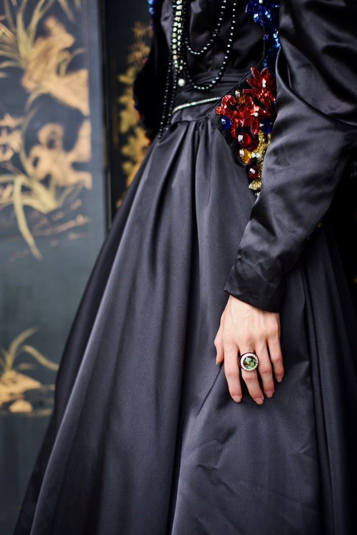 Stephen Fitzgerald Black Satin Ballgown and Jacket