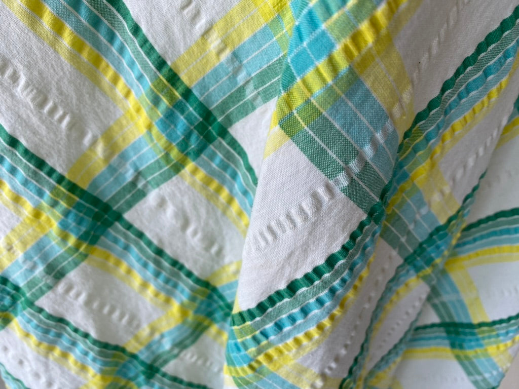 70s Seersucker Chevron Check Maxi Skirt