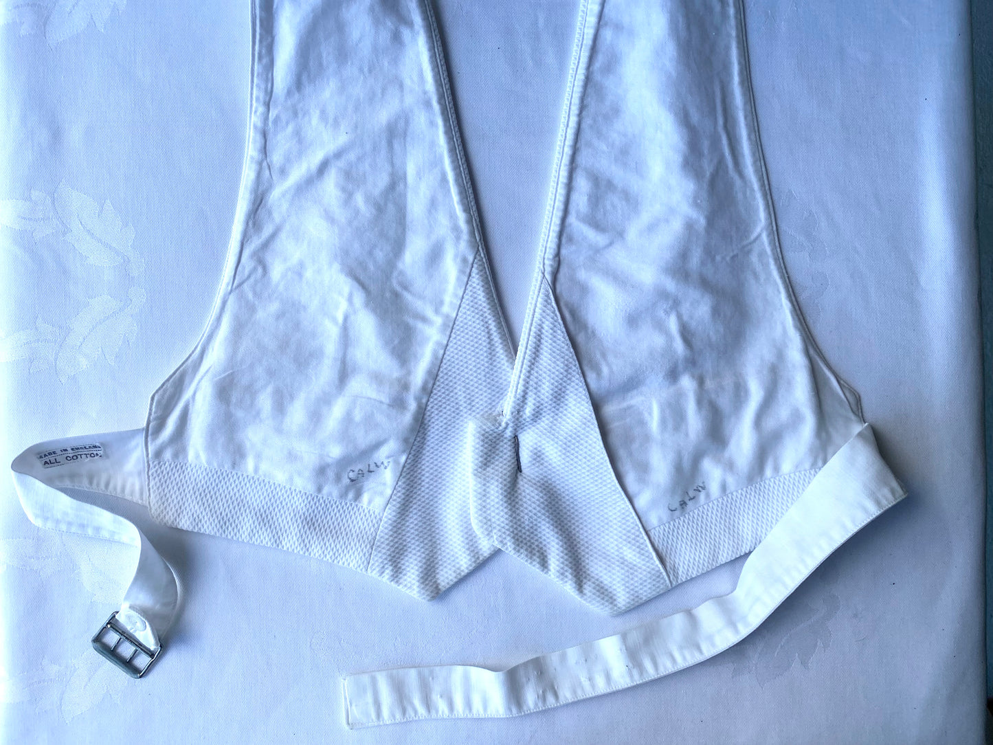 1920's Formal Cotton Pique Backless Waistcoat