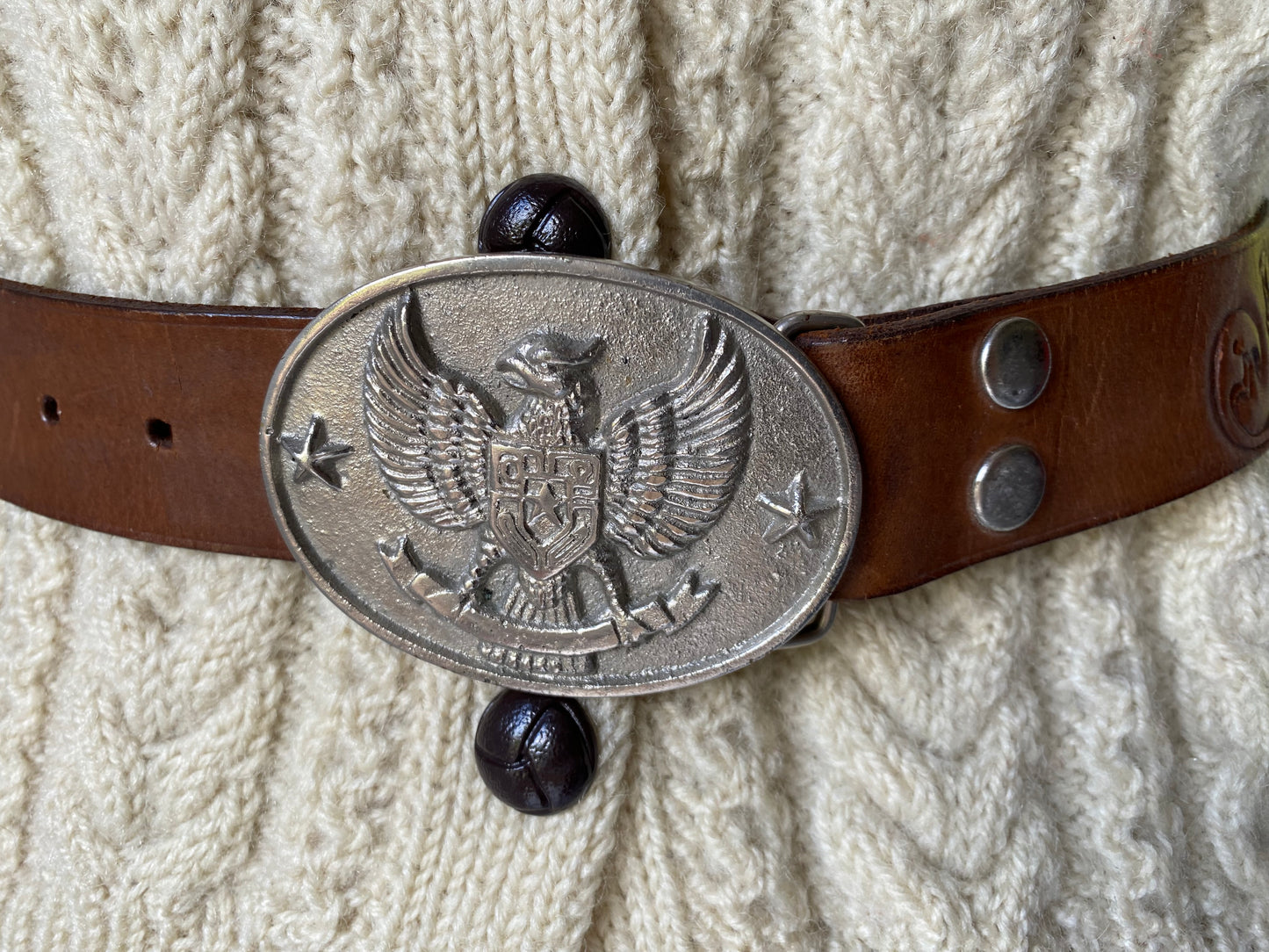 Eagle Buckle Worked Leather Belt
