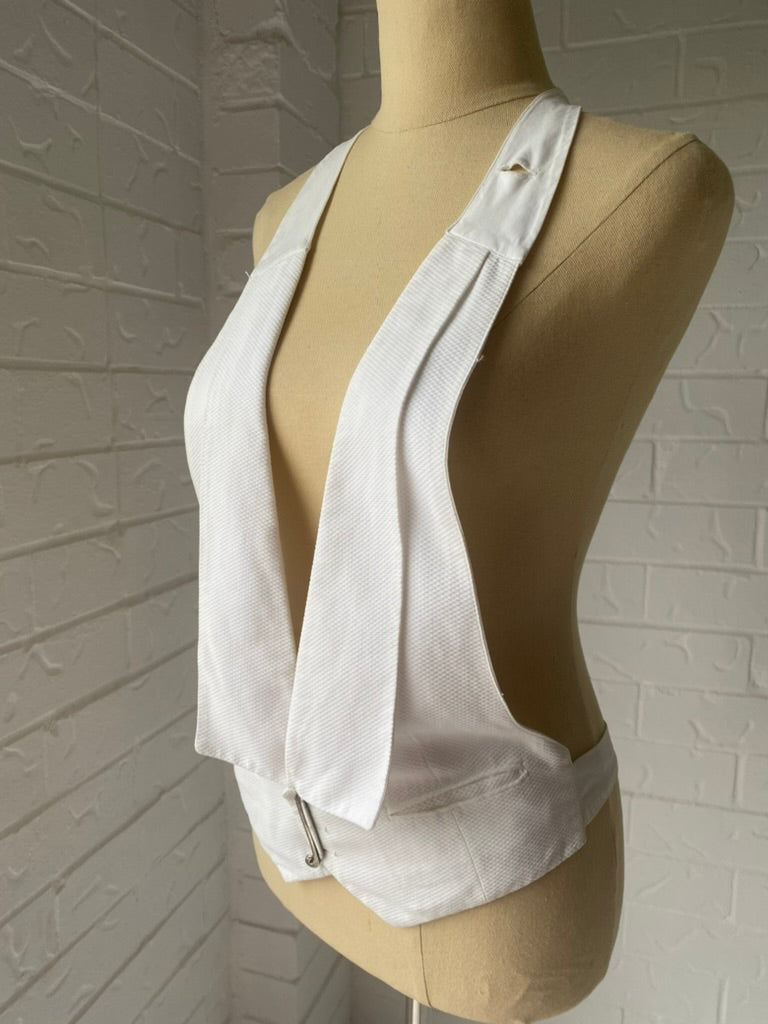 1920's Formal Cotton Pique Backless Waistcoat