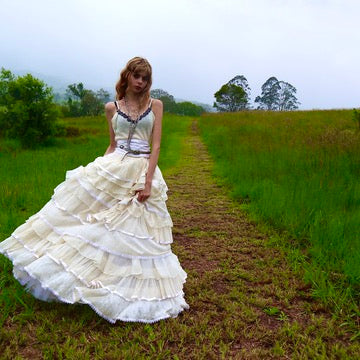 Couture Ivory Tiered Silk Skirt