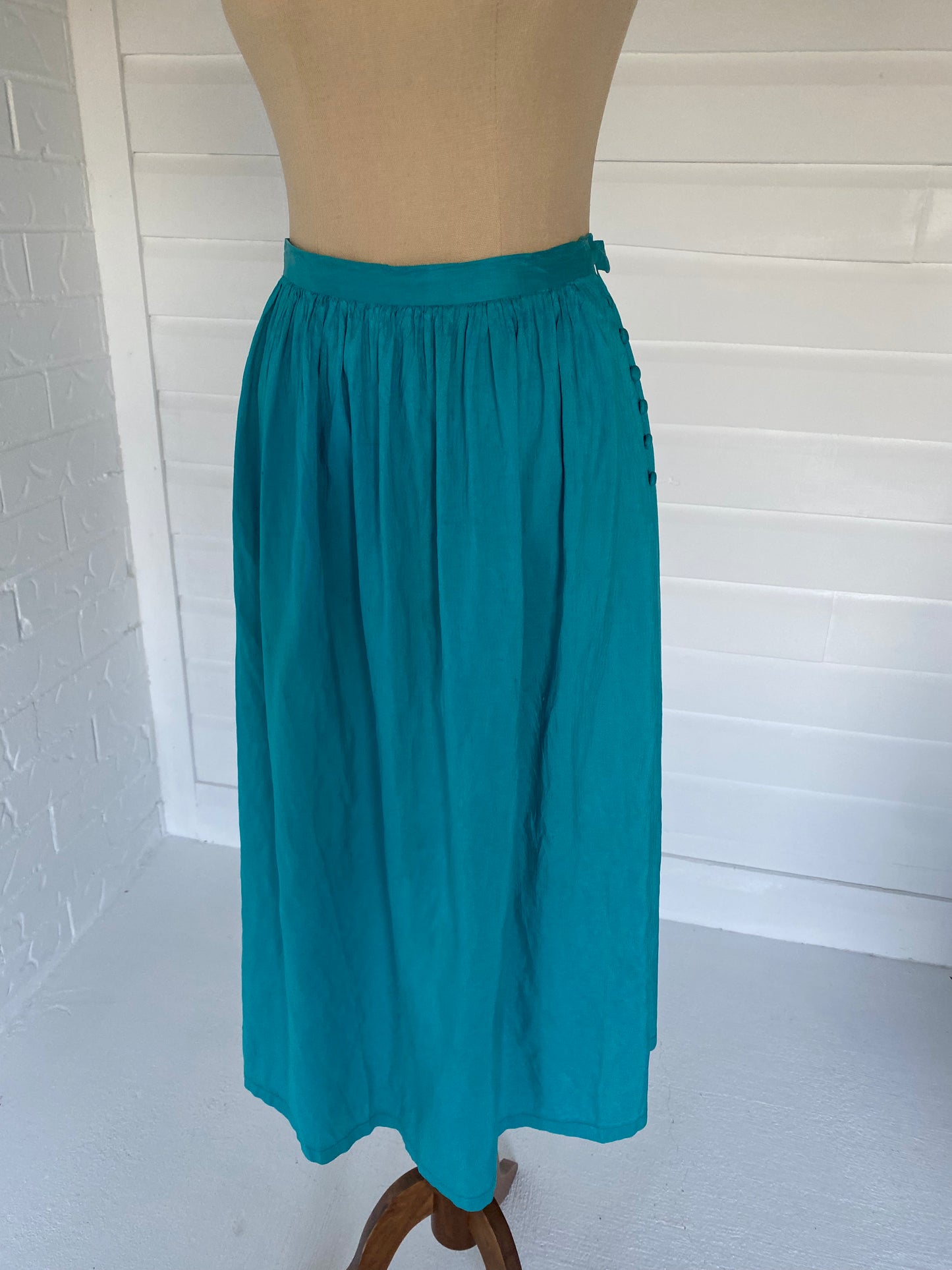 1960'S Turquoise Silk Skirt
