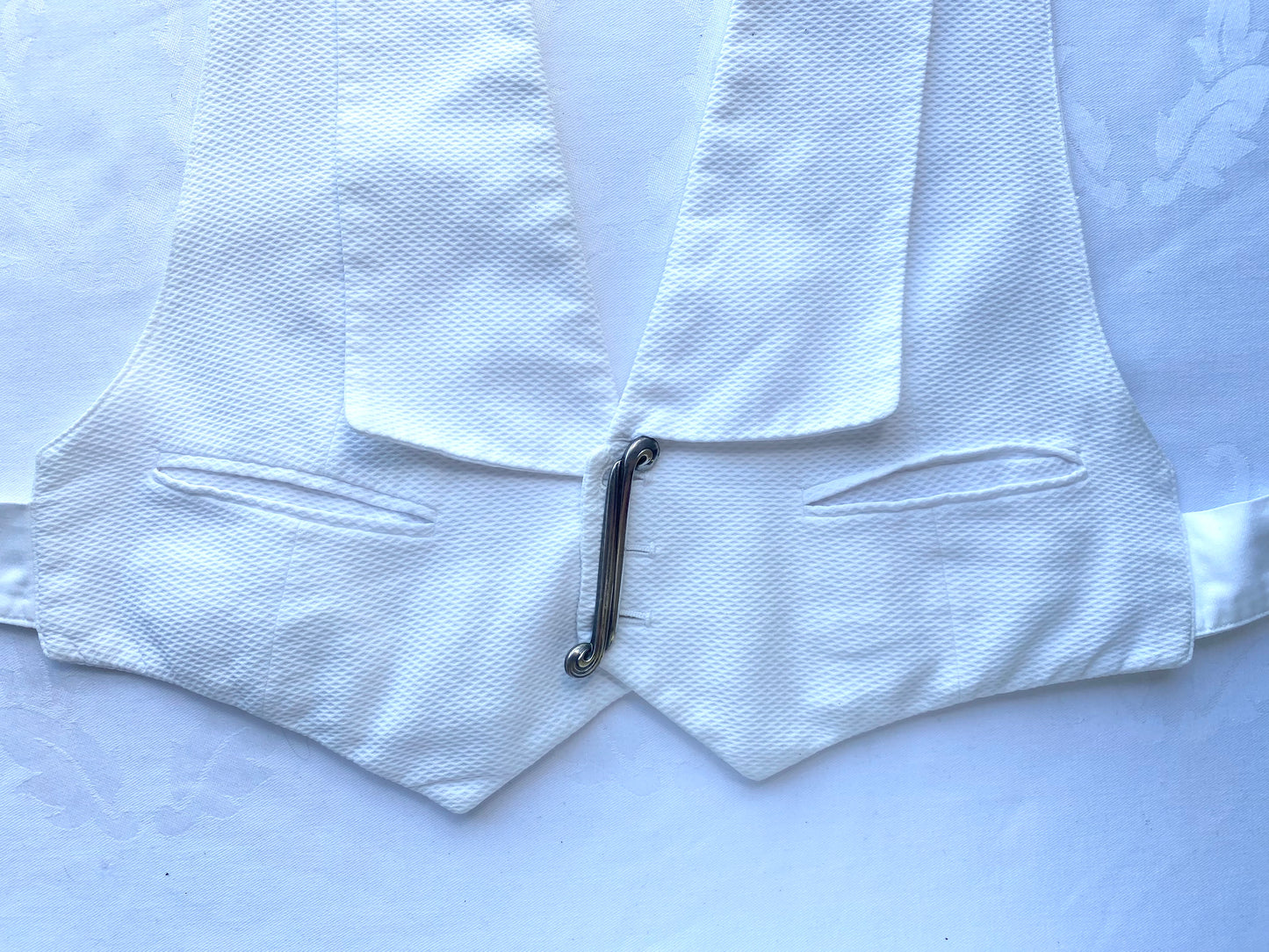 1920's Formal Cotton Pique Backless Waistcoat