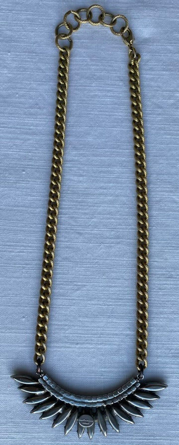 Black Glass and Brass Elizabeth Cole Necklace