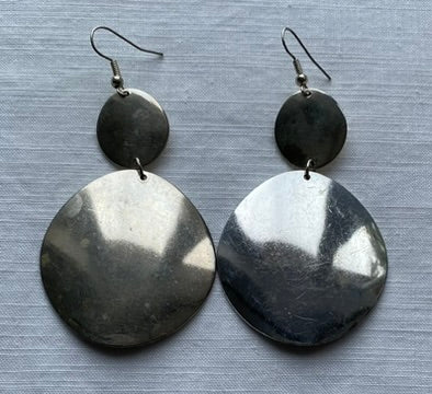 1980's Statement Stainless Silver Plate Circle Earrings