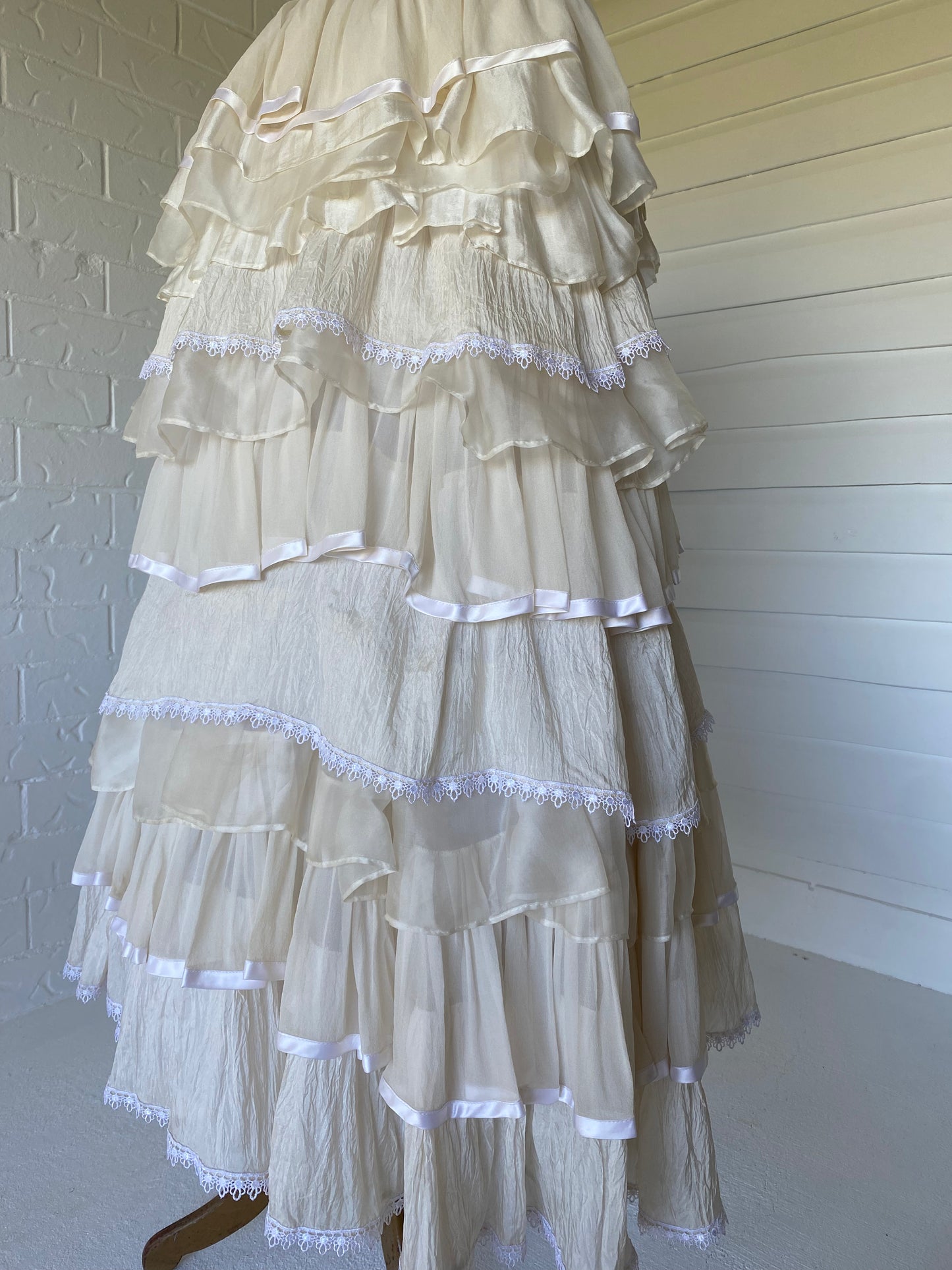 Couture Ivory Tiered Silk Skirt
