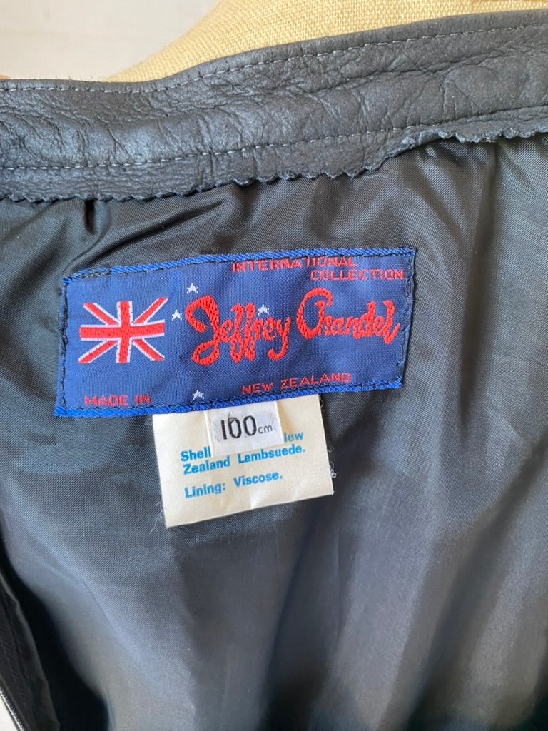 1980s Black Suede Patch Work A Line Skirt