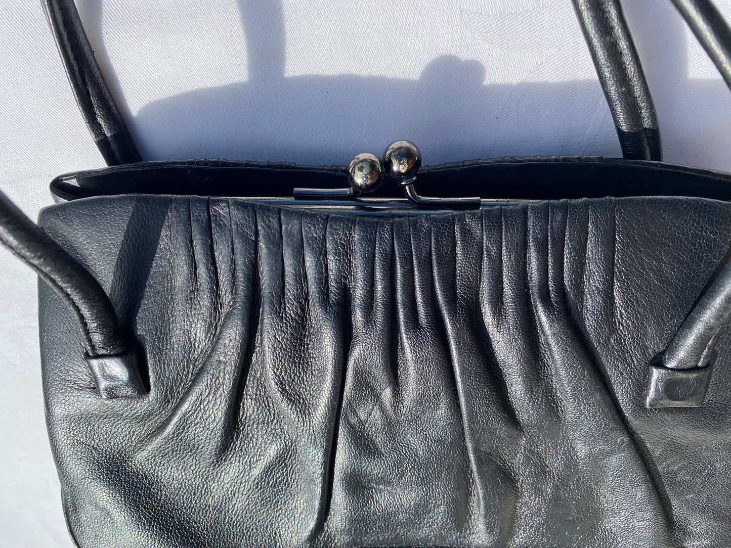 1960's Black Leather Handbag
