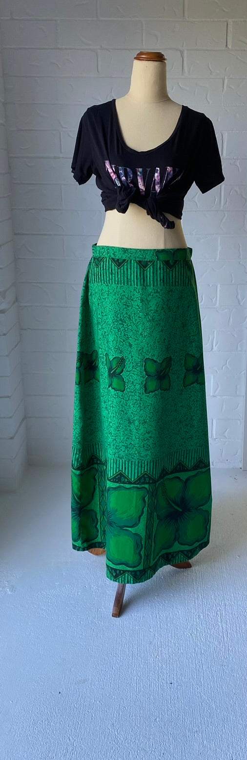 70s Emerald Islander Maxi Skirt