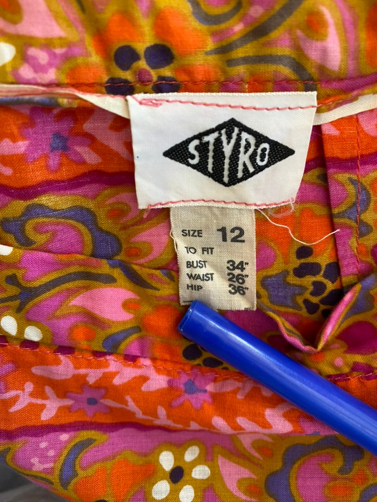 1970's Pink Cotton Batik Maxi Skirt