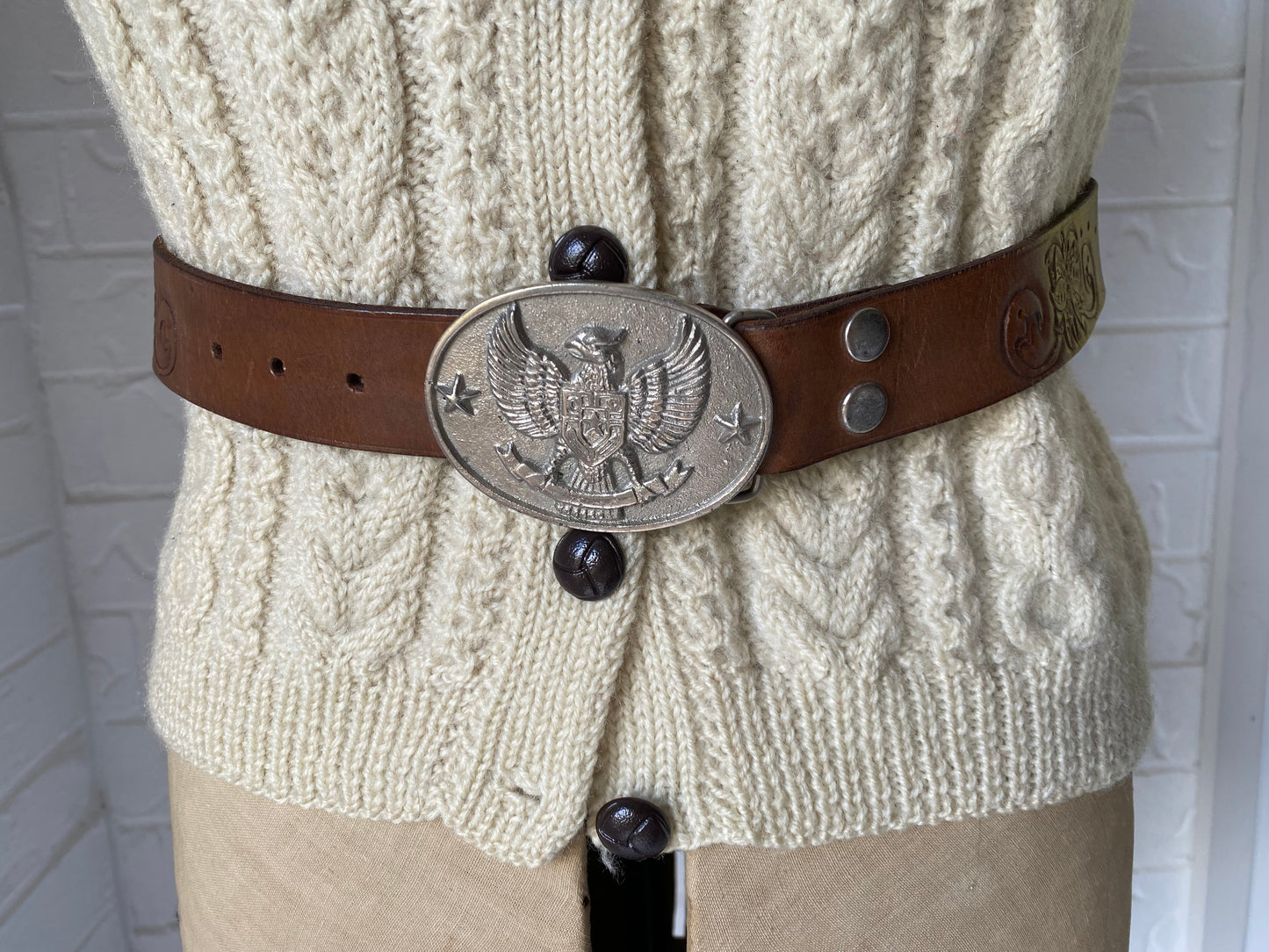 Eagle Buckle Worked Leather Belt