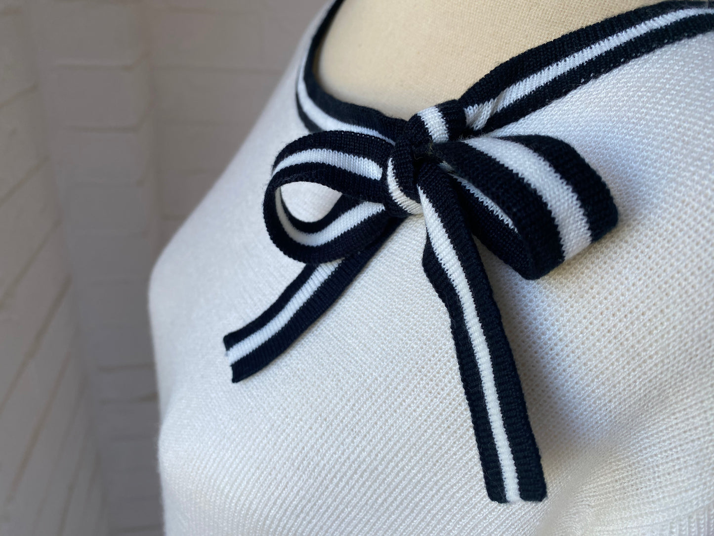 Vintage Stripe Bow Knit Top