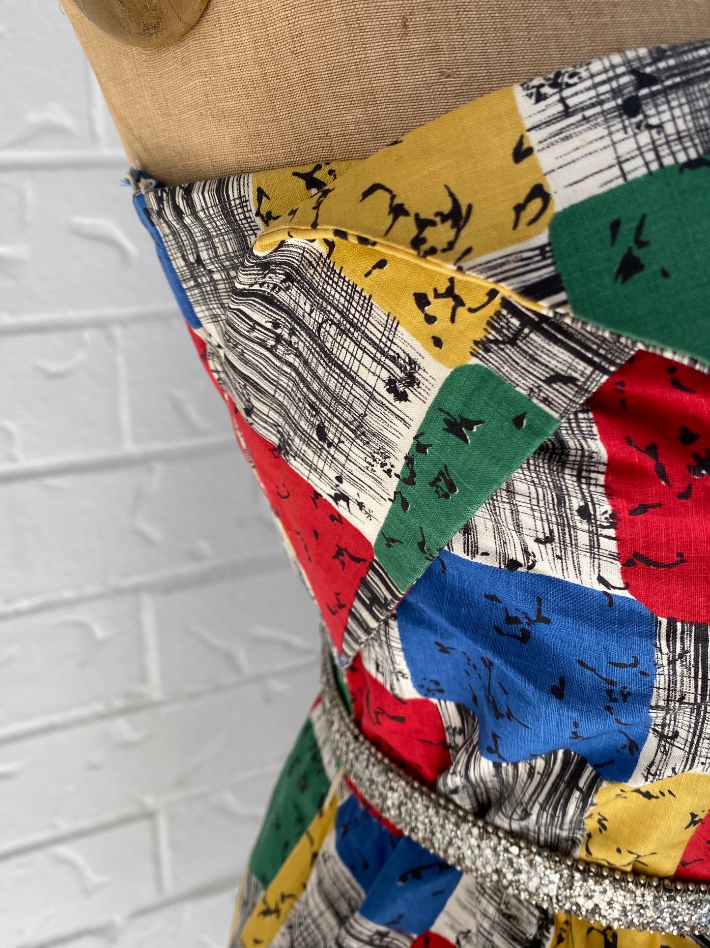 1950's Colourful Cotton Strapless Dress