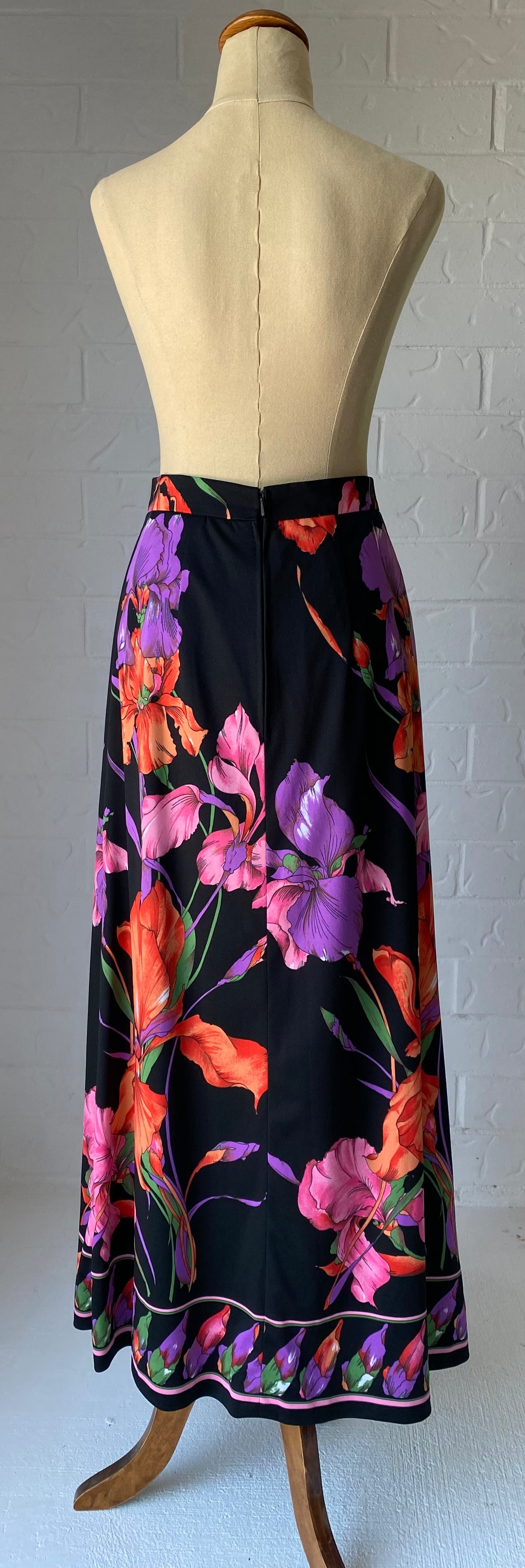 1970's Vintage KIO Floral Maxi SKirt + Fringed Tie/ Scarf