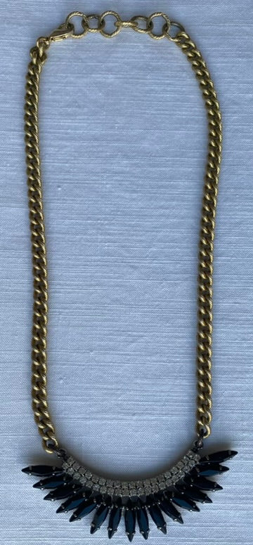 Black Glass and Brass Elizabeth Cole Necklace
