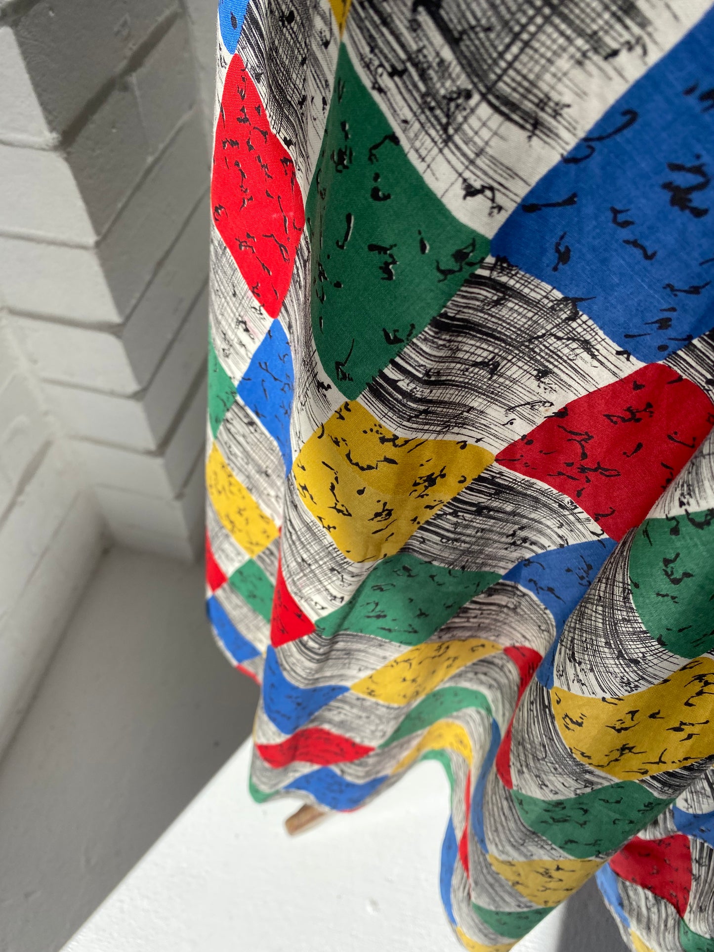 1950's Colourful Cotton Strapless Dress