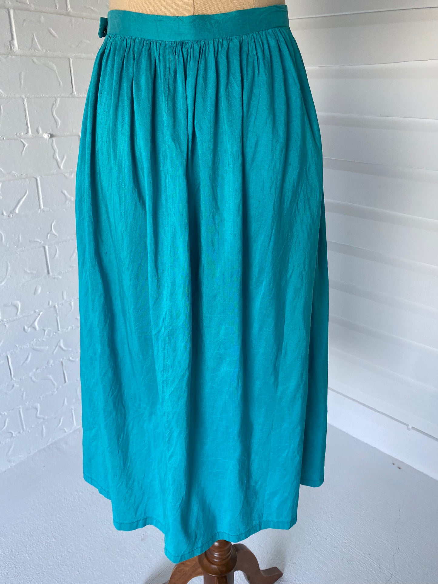 1960'S Turquoise Silk Skirt