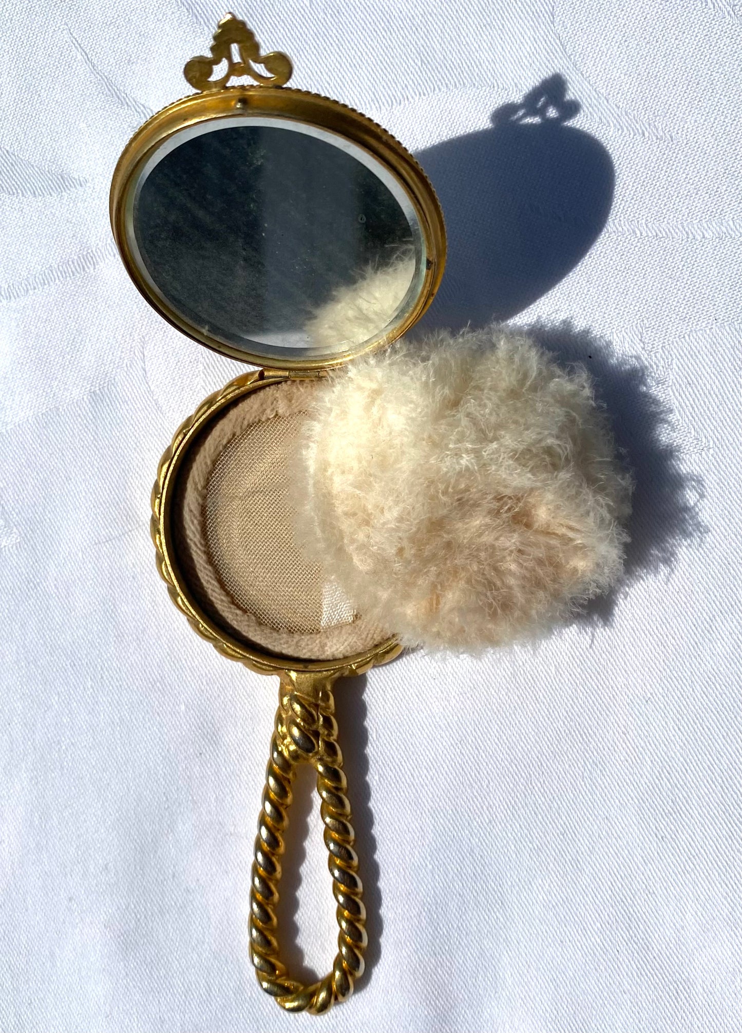 Vintage Filigreed Hand Mirror Compact