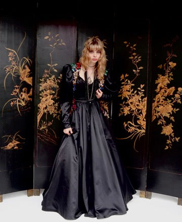 Stephen Fitzgerald Black Satin Ballgown and Jacket