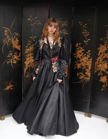 Stephen Fitzgerald Black Satin Ballgown and Jacket