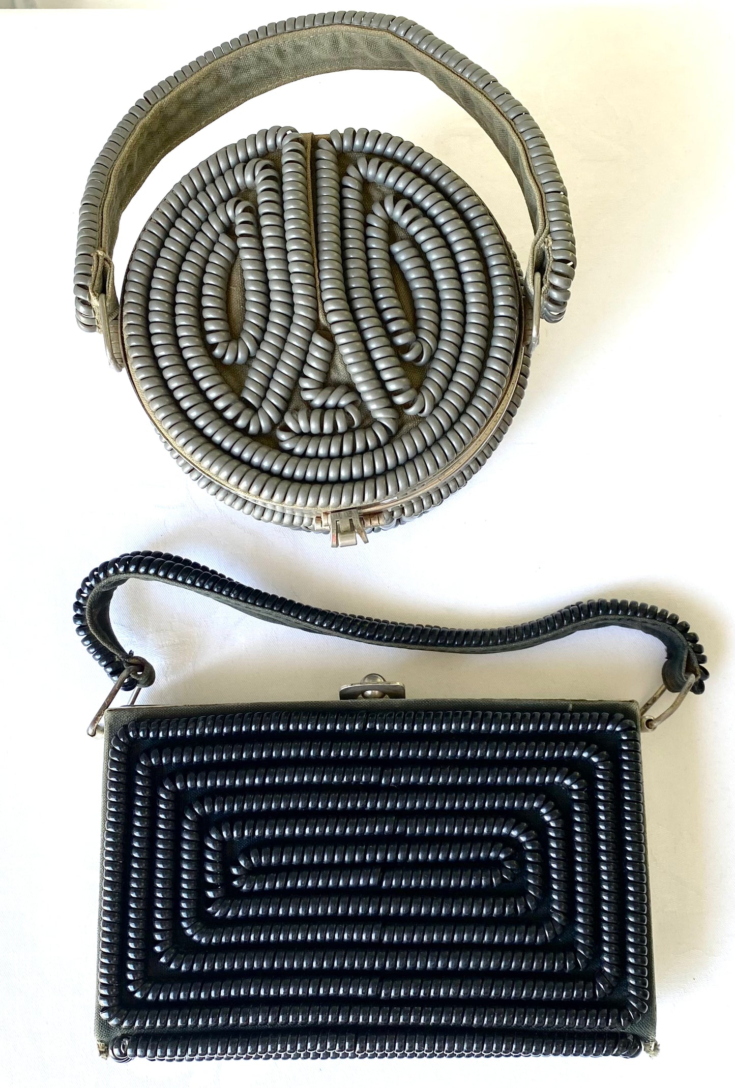 1940's Grey Round Coil Handbag