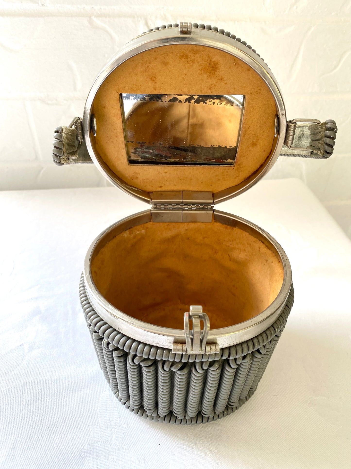 1940's Grey Round Coil Handbag