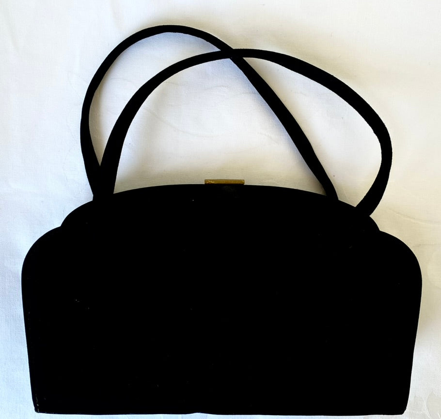 1950's Classic Black Suede Handbag