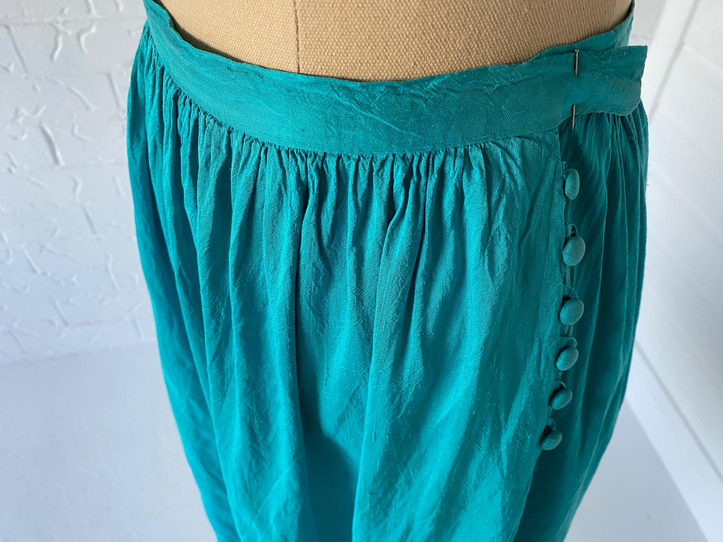 1960'S Turquoise Silk Skirt
