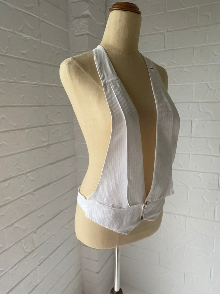 1920's Formal Cotton Pique Backless Waistcoat