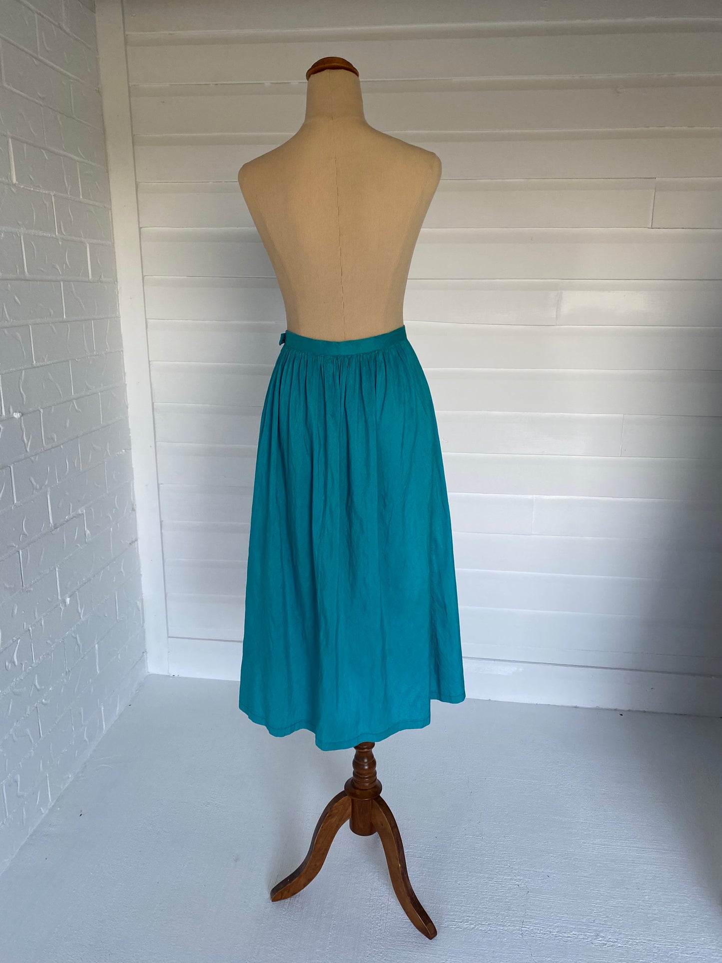 1960'S Turquoise Silk Skirt
