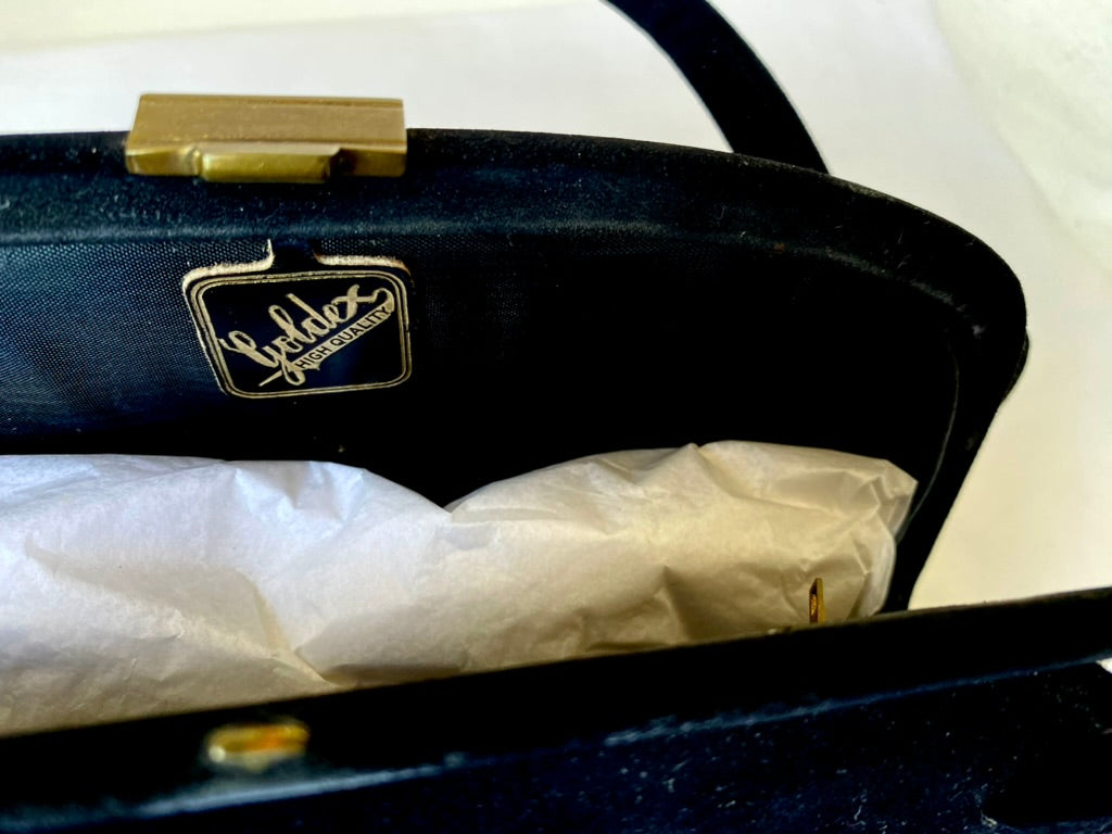 1950's Classic Black Suede Handbag