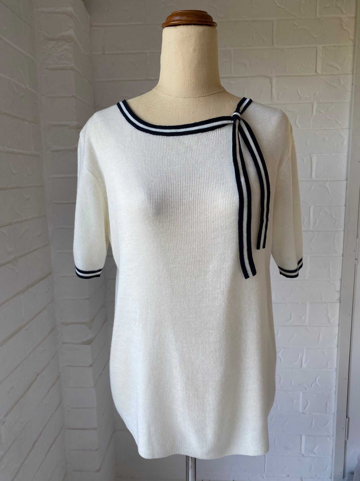 Vintage Stripe Bow Knit Top