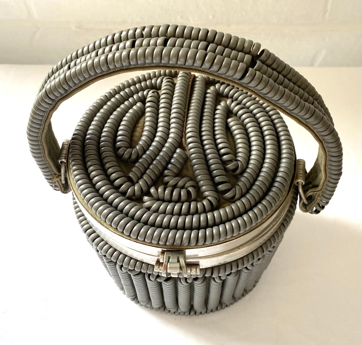 1940's Grey Round Coil Handbag