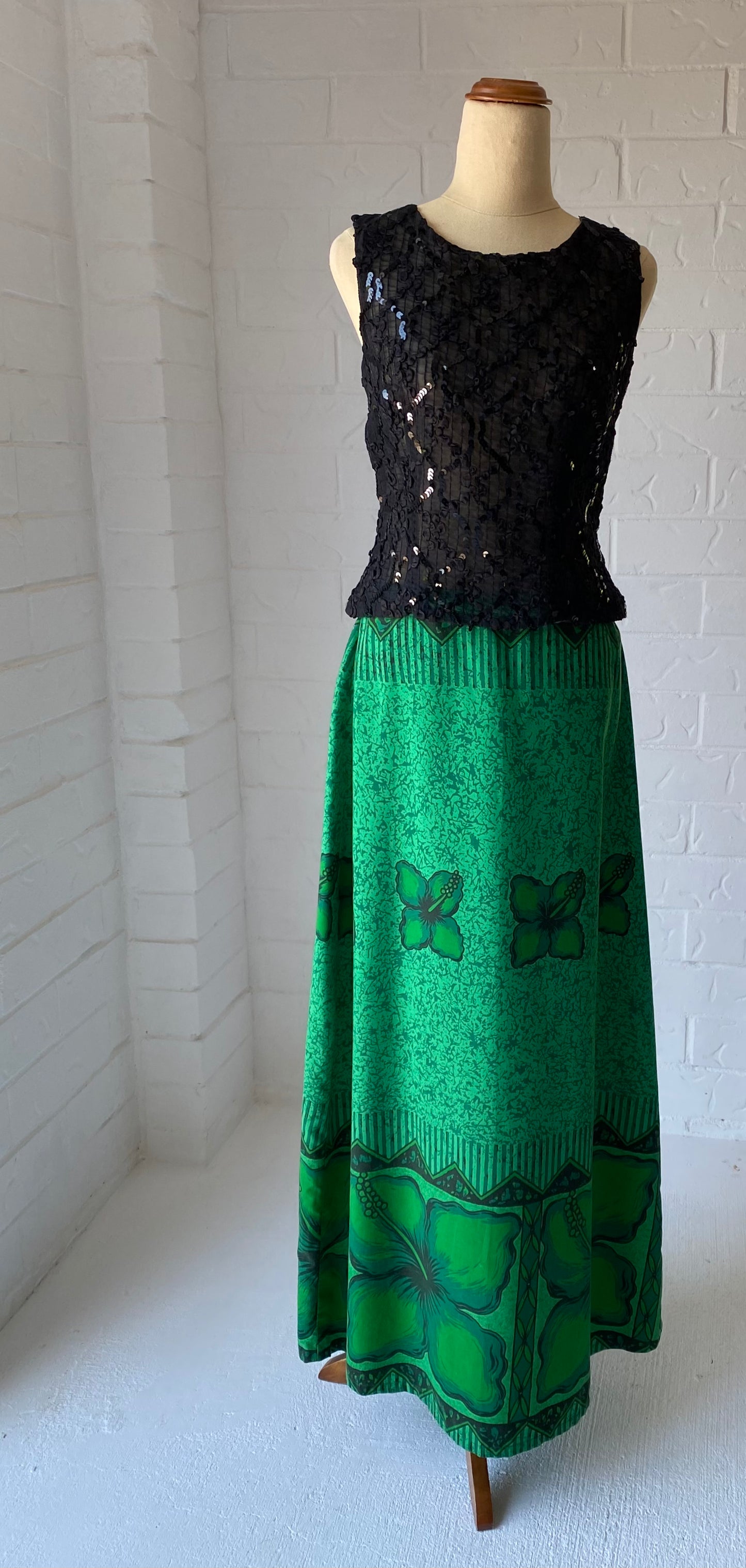70s Emerald Islander Maxi Skirt