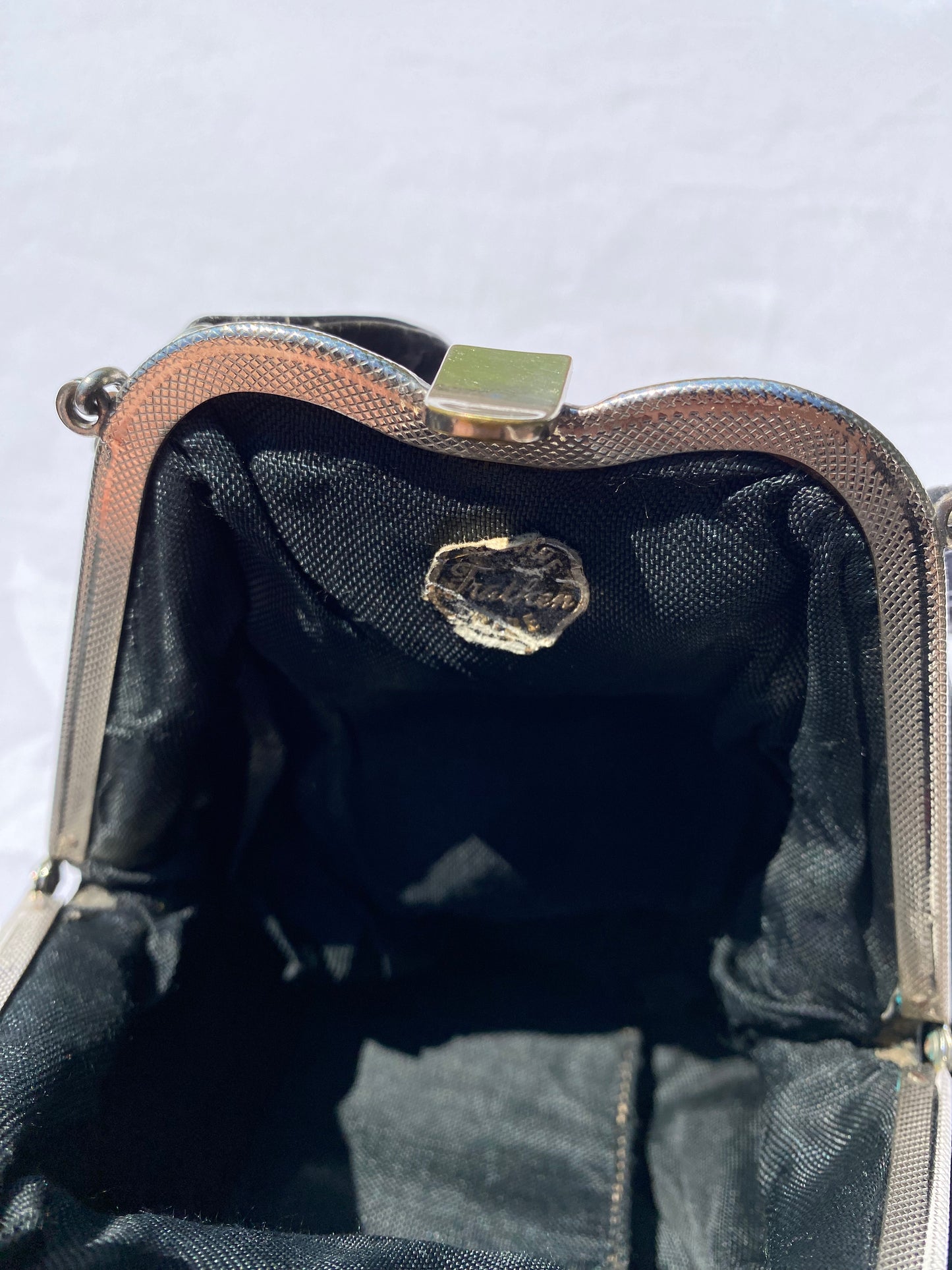 1950's Black Ruched Leather Handbag