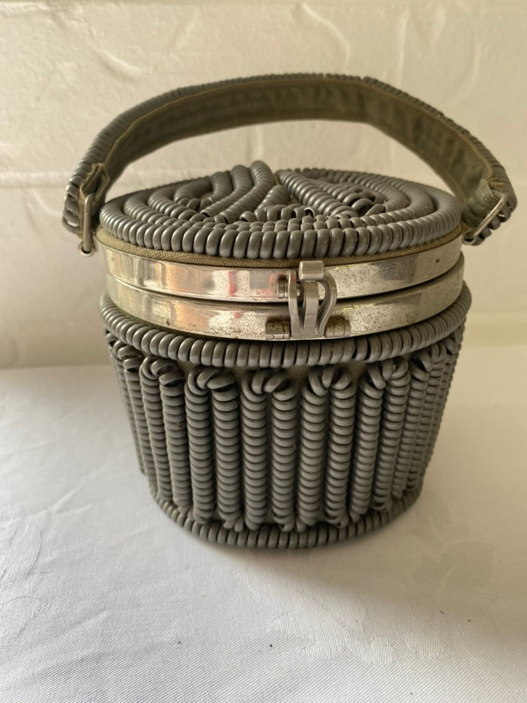 1940's Grey Round Coil Handbag