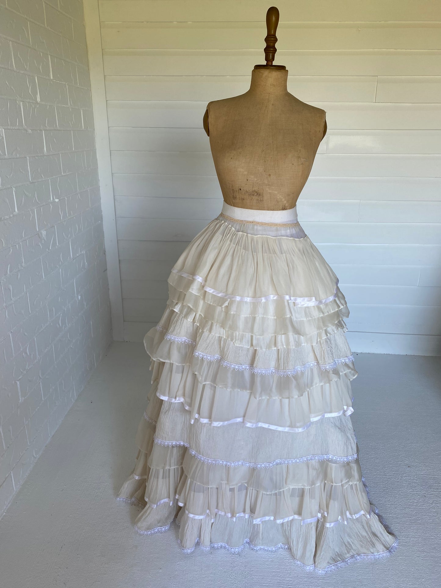 Couture Ivory Tiered Silk Skirt