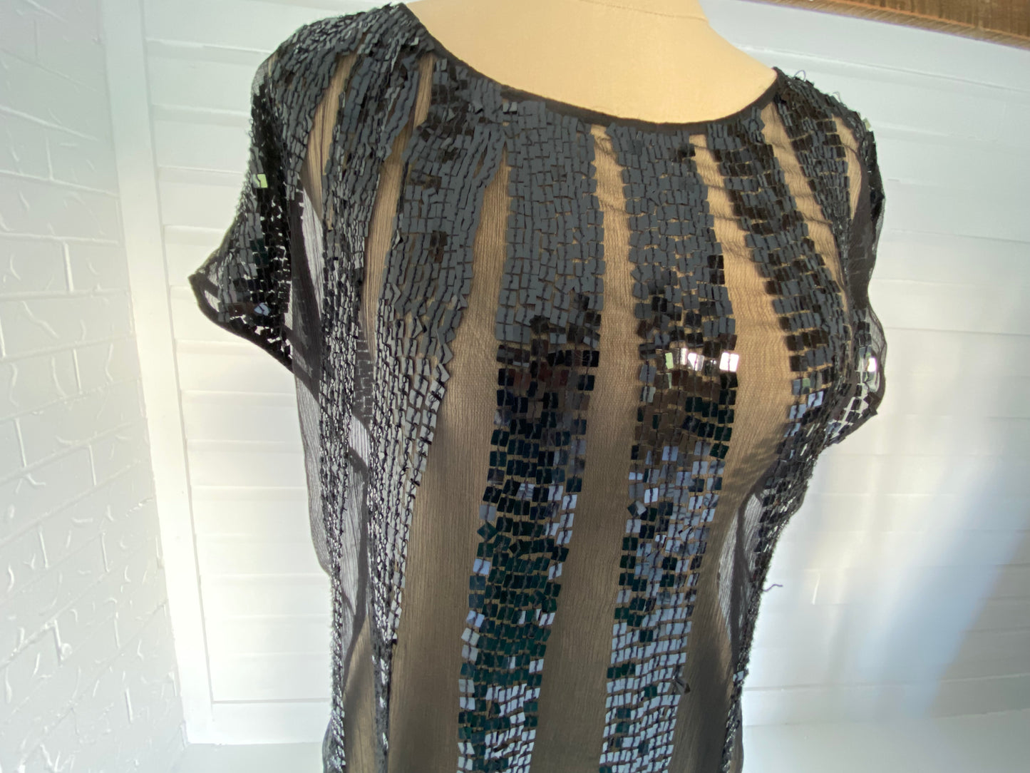 Ladakh Square Sequin Silk Tunic Top