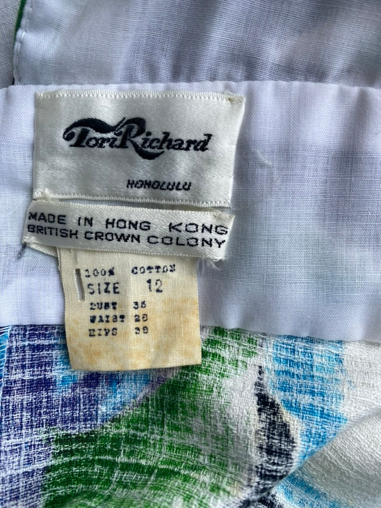 Bright Elegant 1970's Tori Richards Cotton Maxi Dress