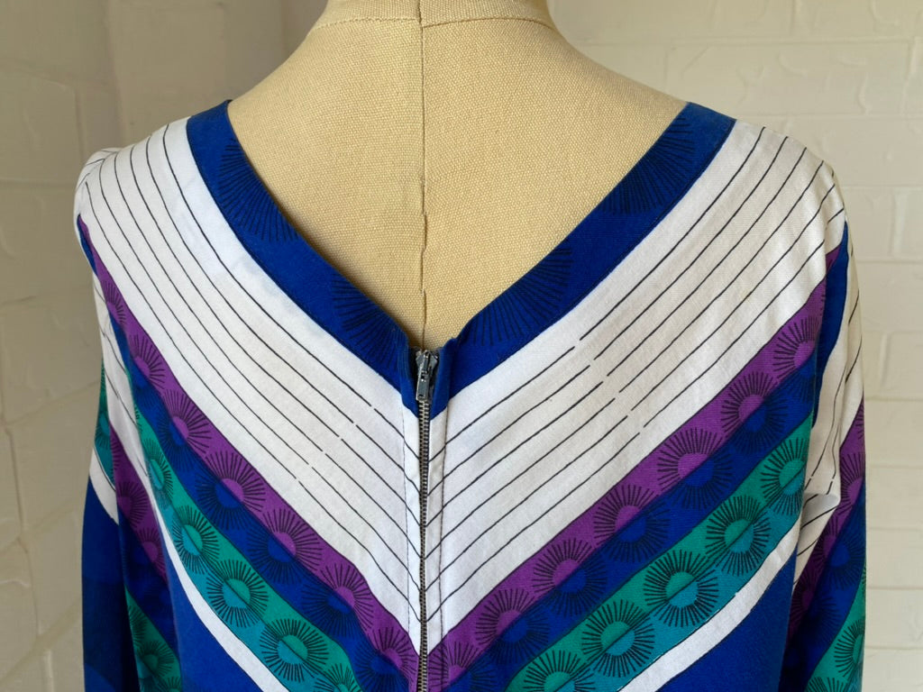 1970's Cotton Chevron Design Kaftan