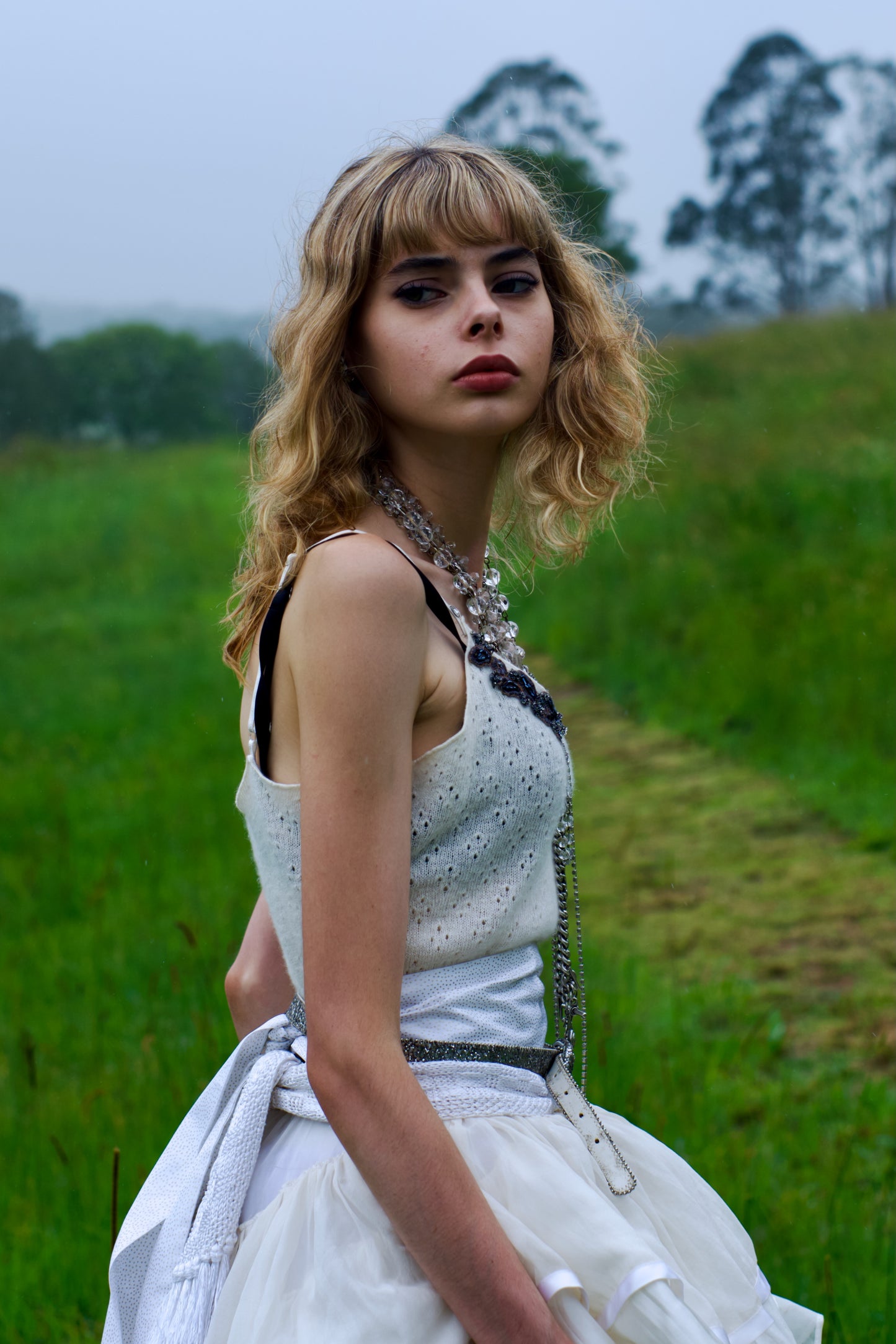 Couture Ivory Tiered Silk Skirt