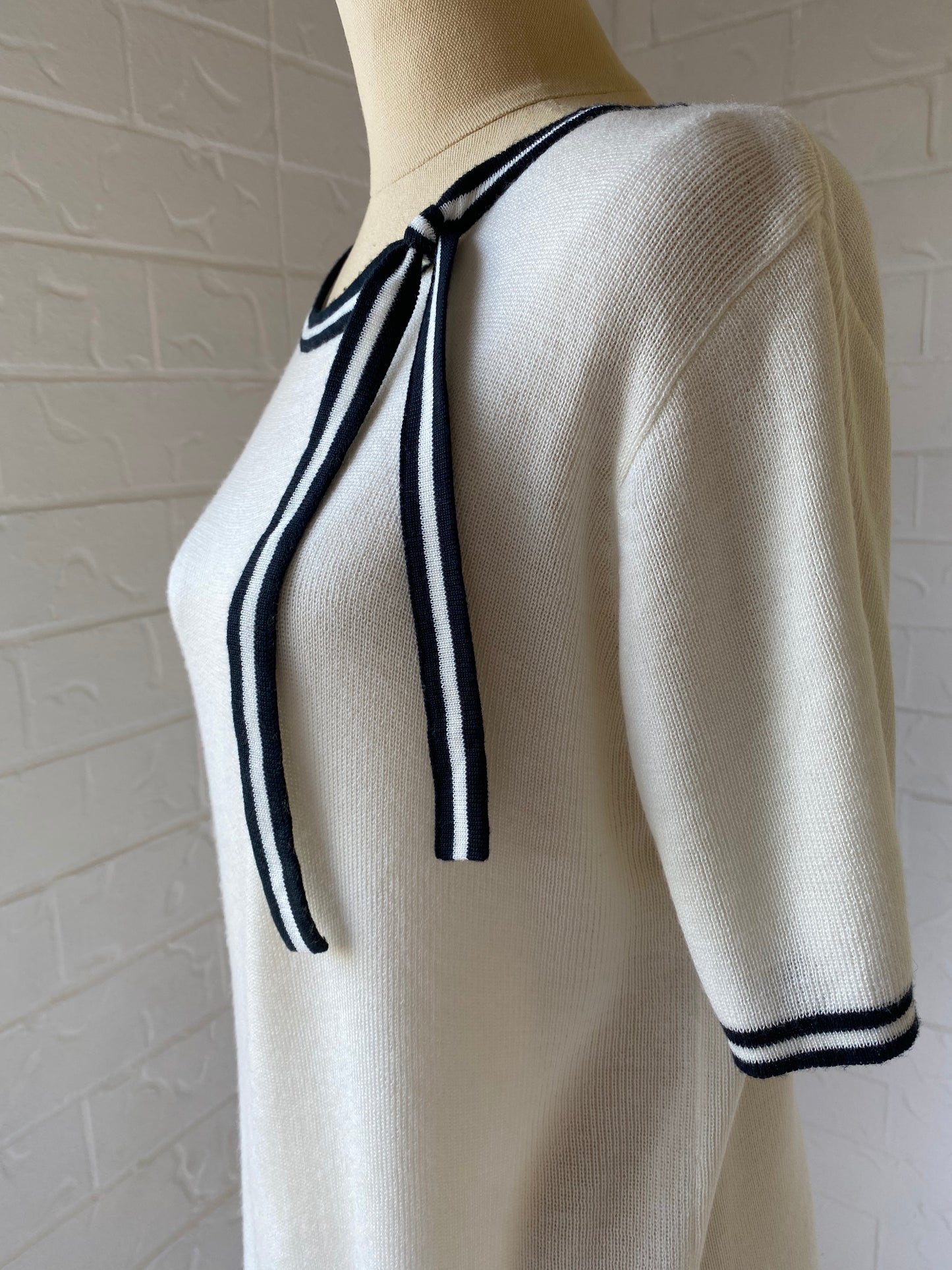 Vintage Stripe Bow Knit Top