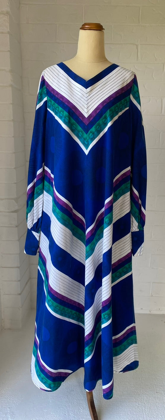 1970's Cotton Chevron Design Kaftan