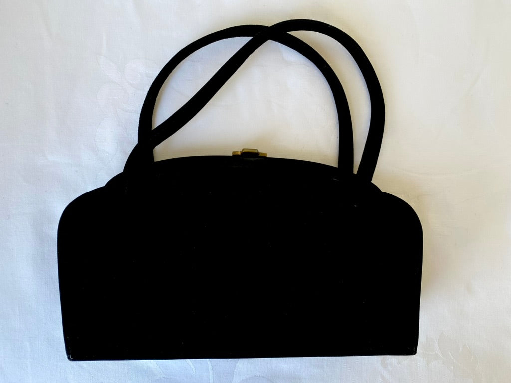 1950's Classic Black Suede Handbag