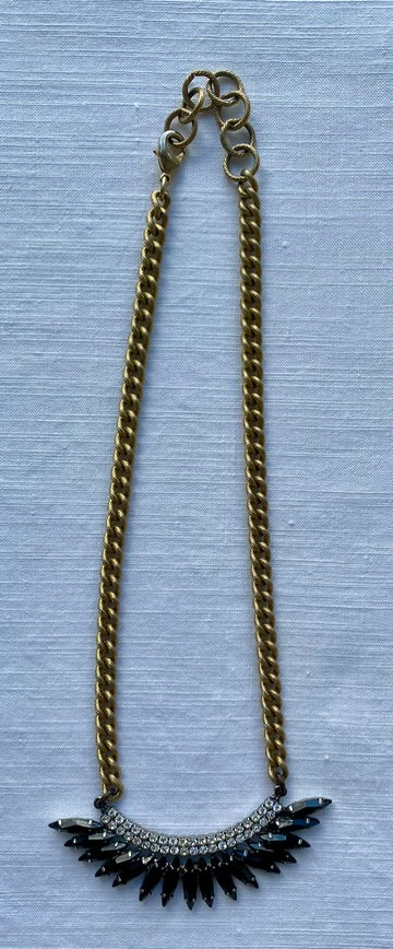 Black Glass and Brass Elizabeth Cole Necklace